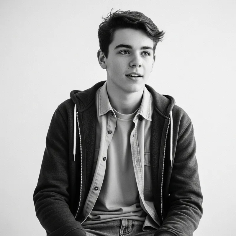 High-Quality Greyscale Teen Student Photo Without Background High-Quality Greyscale Teen Student Photo Without Background