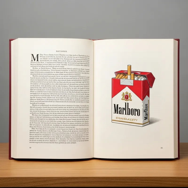 Vintage Marlboro Book Image on Wooden Table Vintage Marlboro Book Image on Wooden Table