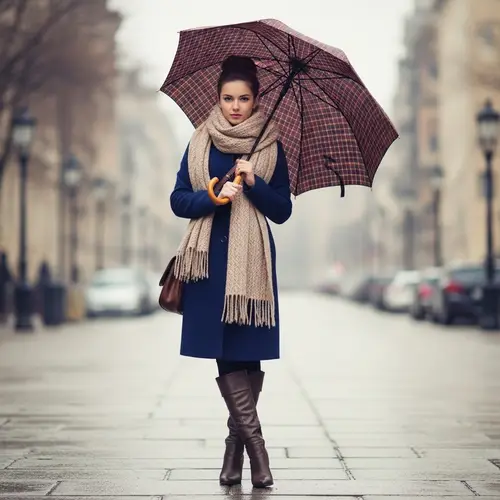 Stylish French Woman with Vintage Umbrella | Classic Elegance