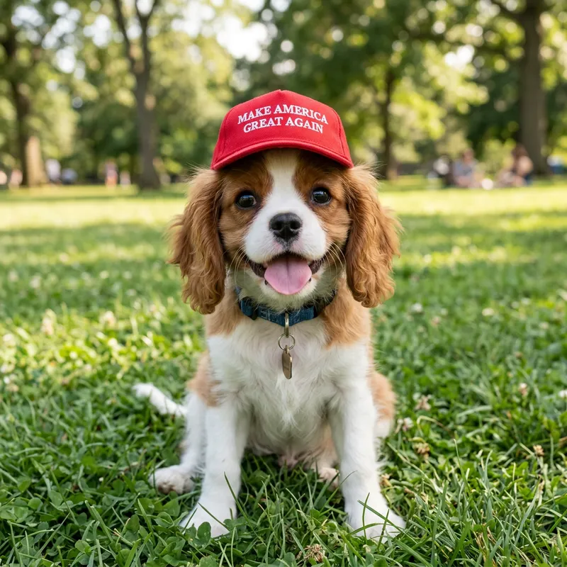Adorable Dog in MAGA Cap - Cute Pet Photos