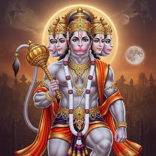 Five-Faced Hanuman: Divine Warrior Form Imagery