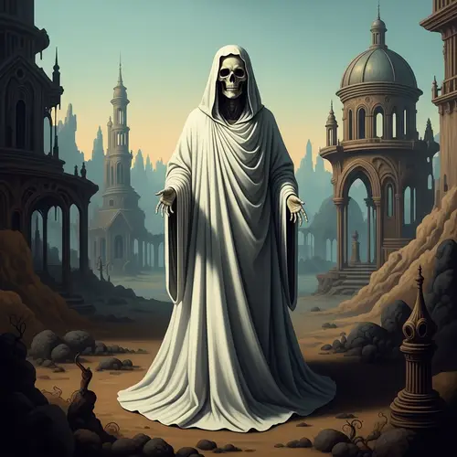 Ethereal Spectral Figure in Surreal Landscape | Digital Painting