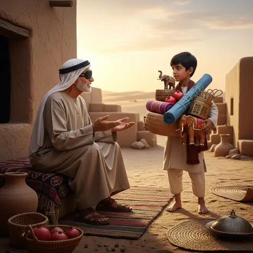 Pre-Islamic Era Scene: Middle-Eastern Elder & South Asian Boy Connection