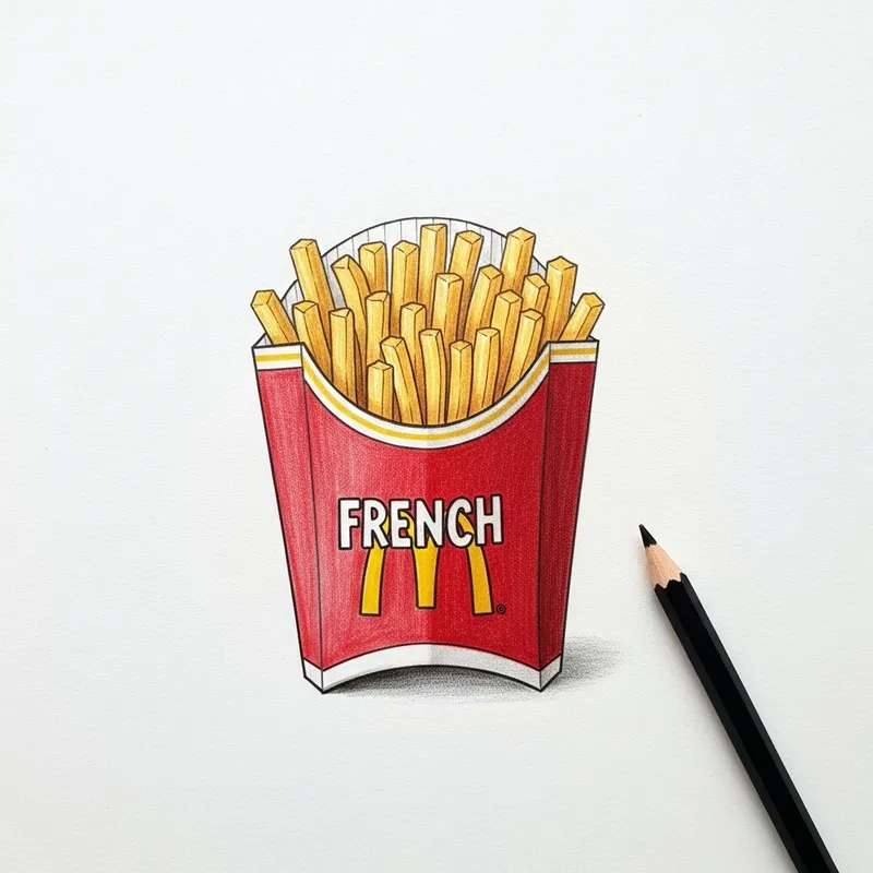 Hand-drawn Fast-Food French Fry Packet Illustration Hand-drawn Fast-Food French Fry Packet Illustration