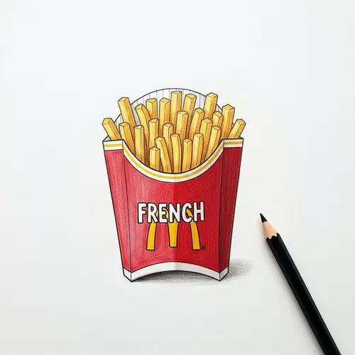 Hand-drawn Pencil Illustration of Fast-Food French Fry Packet