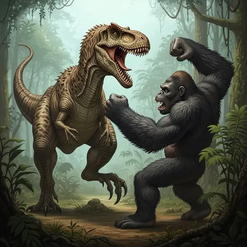 Colossal Dinosaur vs Gigantic Ape Battle | Prehistoric Jungle