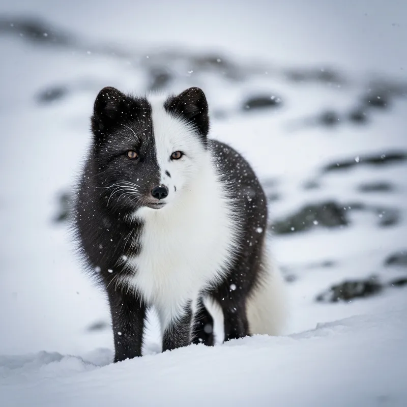 Stunning Arctic Fox with Half Black Fur