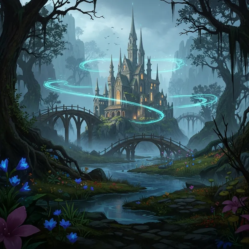 Magical Swamp and Mystical Academy - Enchanting Landscape
