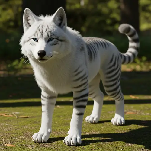 3D Amalgamation of White Wolf and Grey Cat