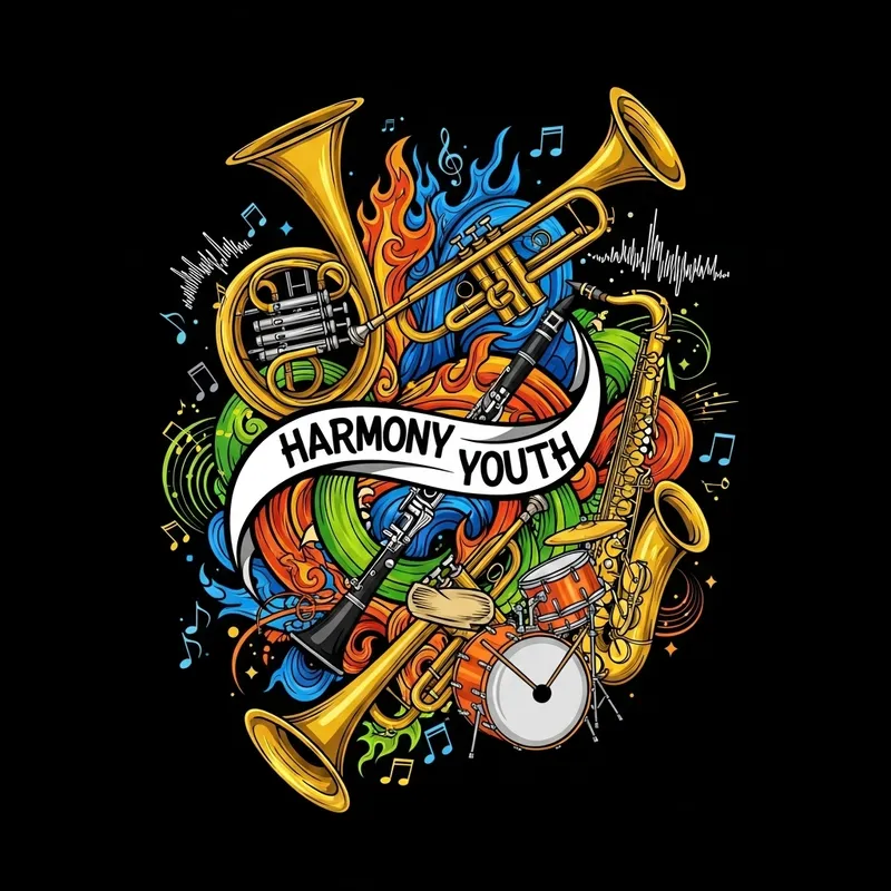 Youth Band Instrument T-Shirt Design