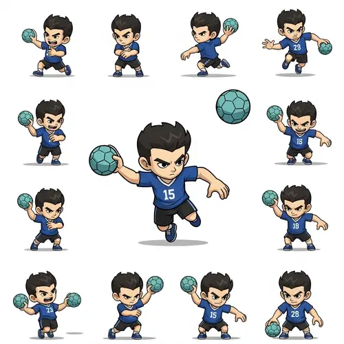 Super-Deformed Handball Player Spritesheet for 2D Video Game