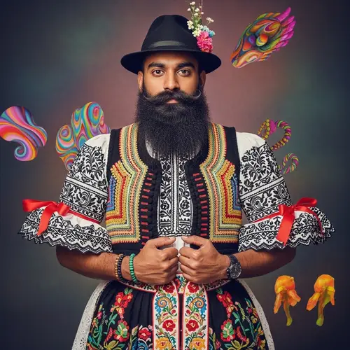 Hungarian Folk Dress: Psychedelic Style of a South Asian Man