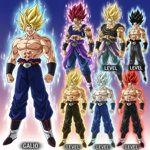 Galio Super Warrior: Transformations into Saiyan Power Levels 1-5