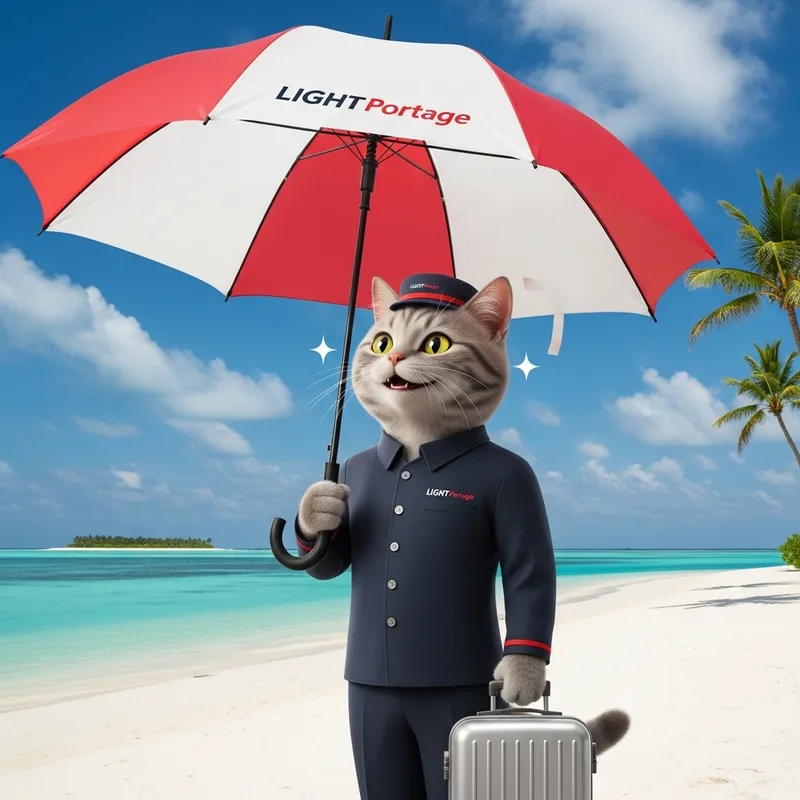 Confident Cat enjoying a Maldives vacation with LIGHT Portage