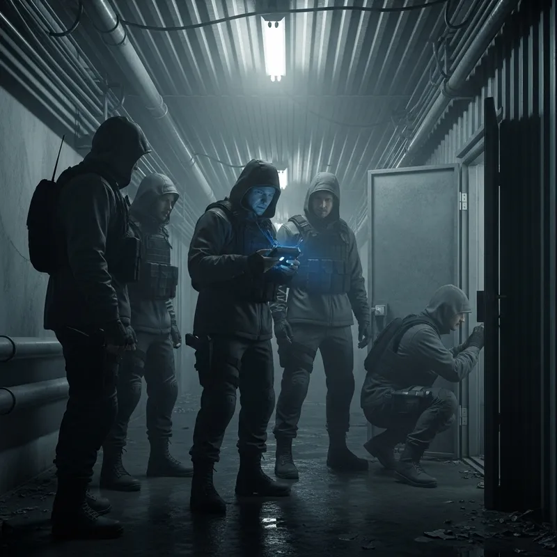 Realistic Terrorist Group in Dark Colors Realistic Terrorist Group in Dark Colors