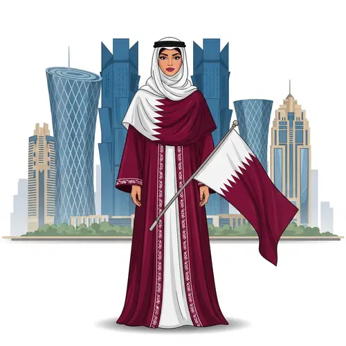 Proud Qatari Woman in Traditional Attire | Qatar Flag Colors