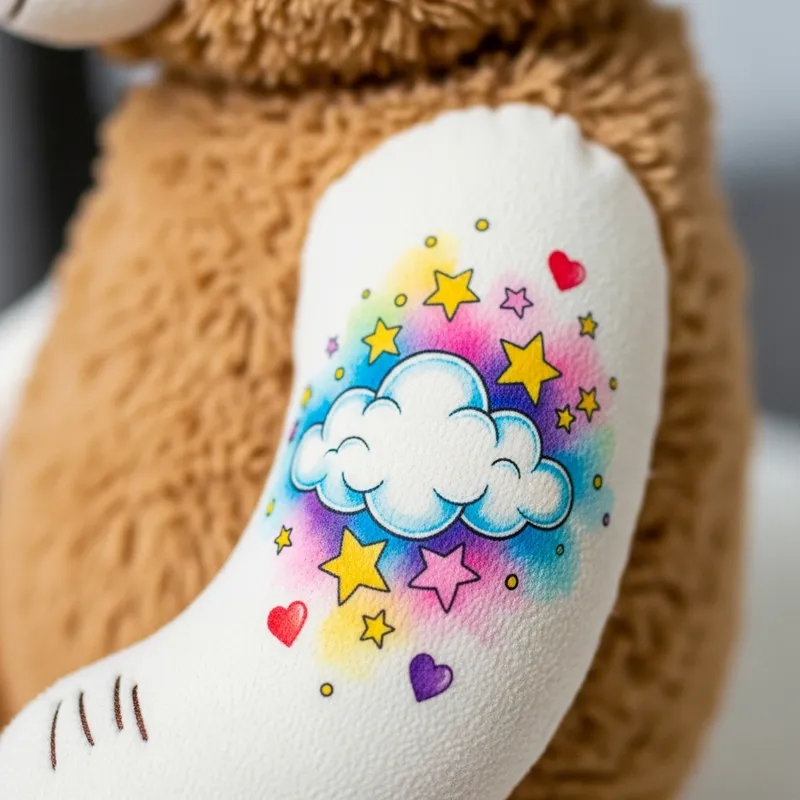 Whimsical Teddy Bear Watercolor Tattoo for Kids
