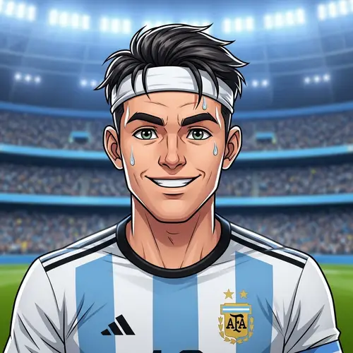 Detailed Cartoon Portrait of Male in Argentina Jersey