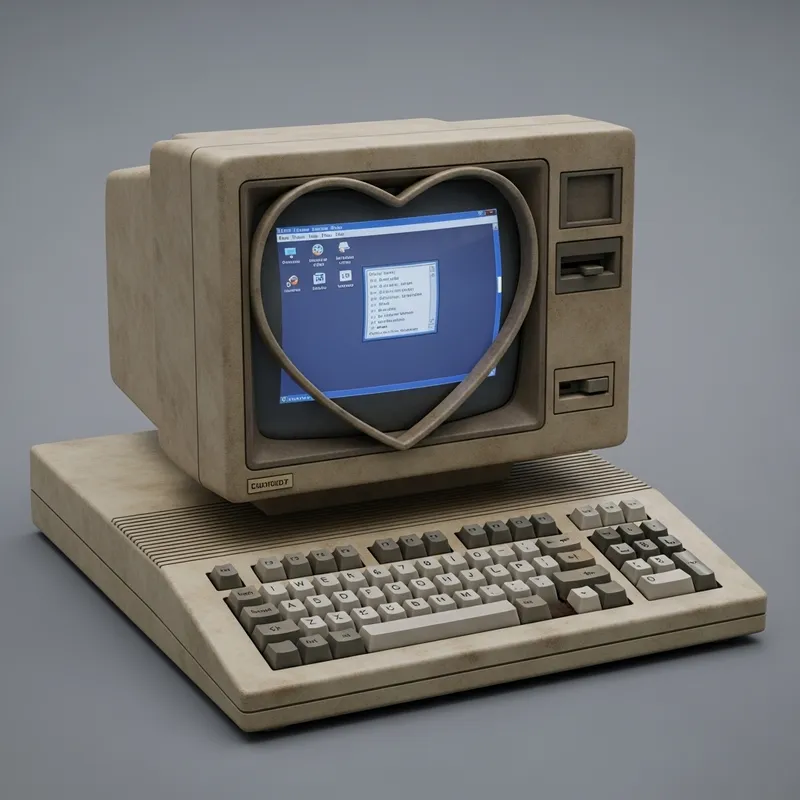 Vintage Heart Computer - Nostalgic Tech