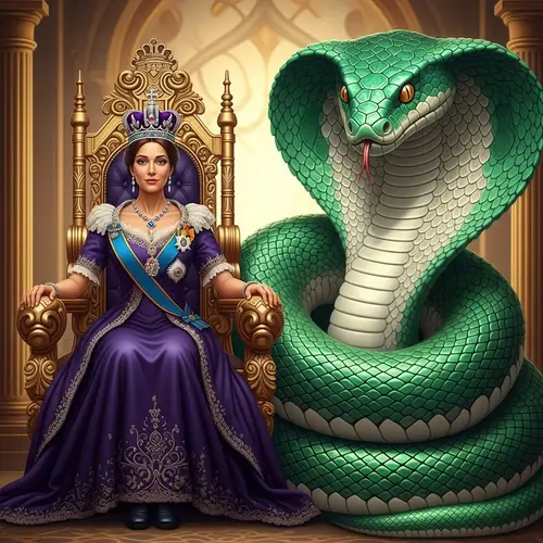 Regal Queen with Majestic Snake - Serene Authority Display