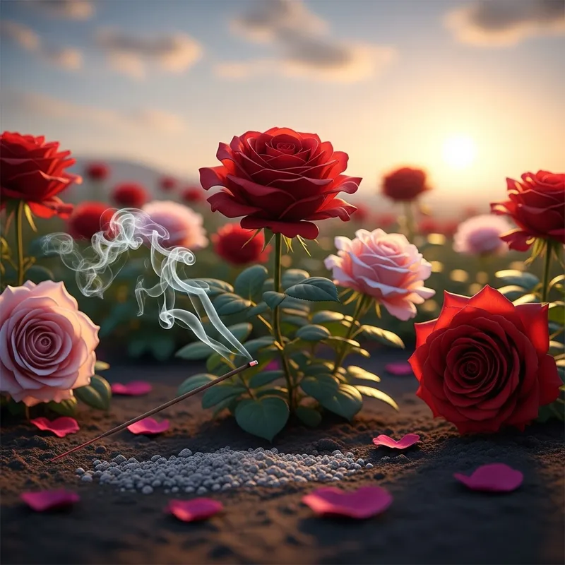 Roses in Soil: A Mystical Scene of Blooming Beauty