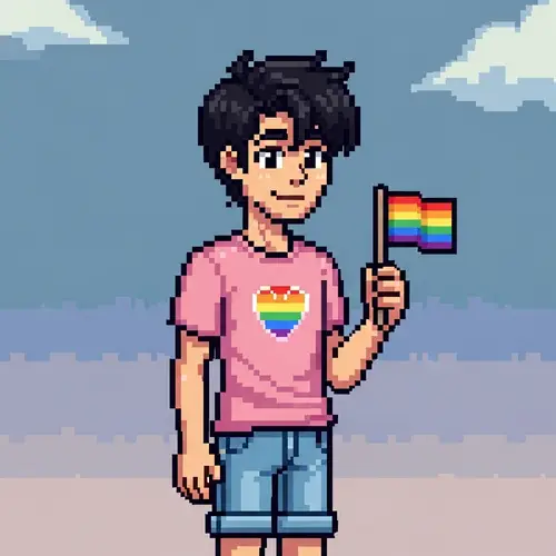 Pixel Art Male Character with Gay Culture Traits