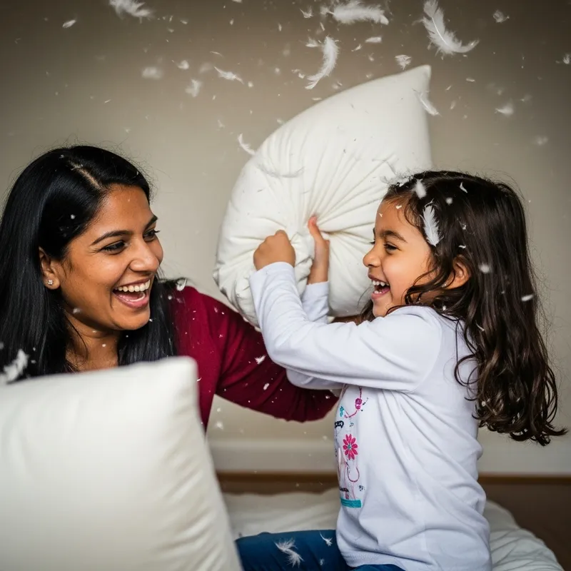 Heartwarming Mother-Daughter Pillow Fight Moments
