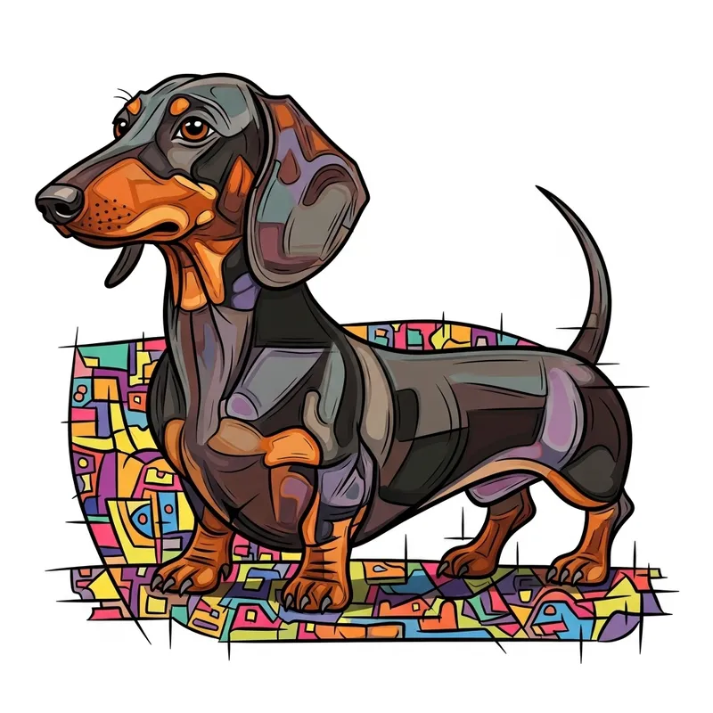 Abstract Dachshund Art with Geometric Shapes Abstract Dachshund Art with Geometric Shapes
