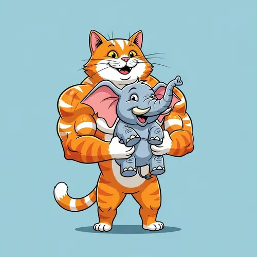 Cat Carrying Elephant: Unique Illustration