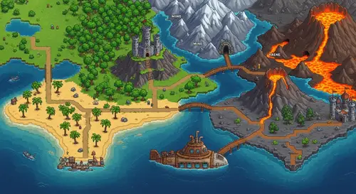 Pixel Art Adventure: Diverse Environments in Top-Down View