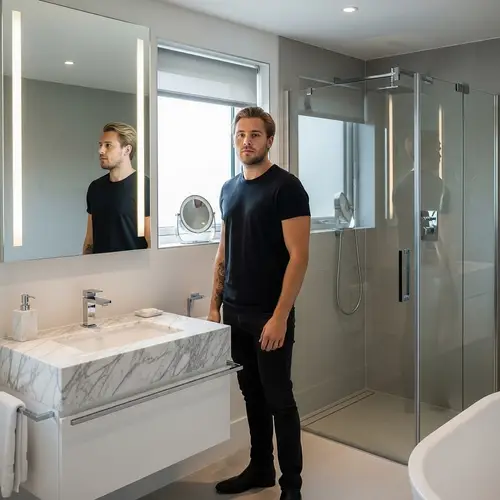 Modern Bathroom Suite with Luke Hemmings Look-alike