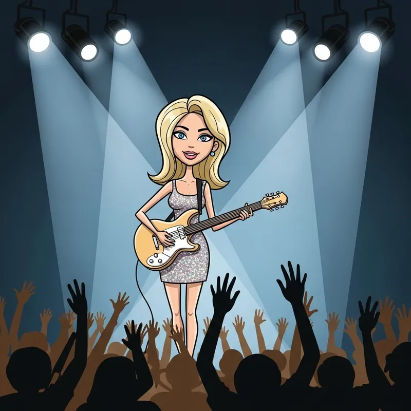 Taylor Swift Illustrations | Woman Guitarist On Stage