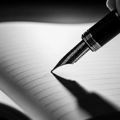 Vintage Fountain Pen Close-Up: Nostalgic Black & White Photography