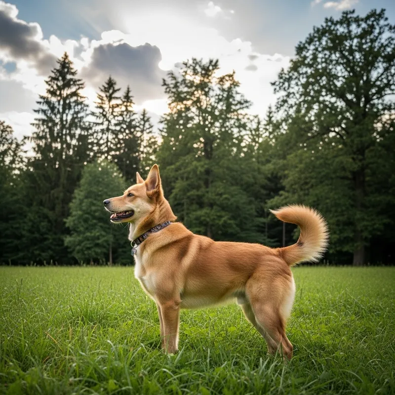 Serene Dog in Green Field