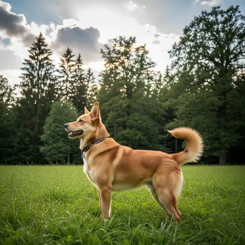 Serene Medium-Sized Dog in Lush Grass Field