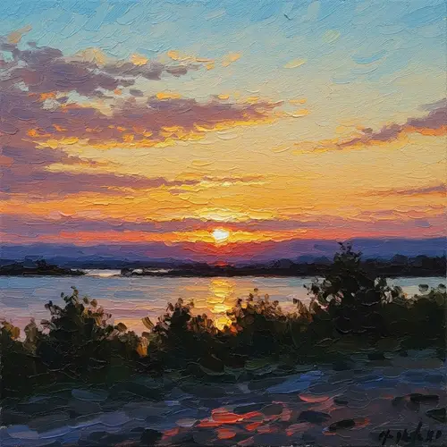 Sunset in Impressionist Style: A Vibrant Scene
