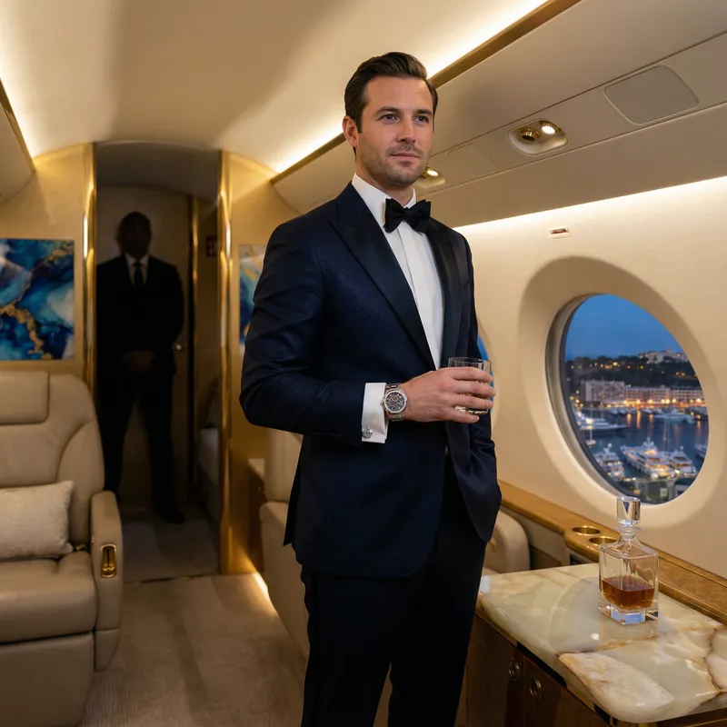 Opulent Portrait of Wealth in a Private Jet