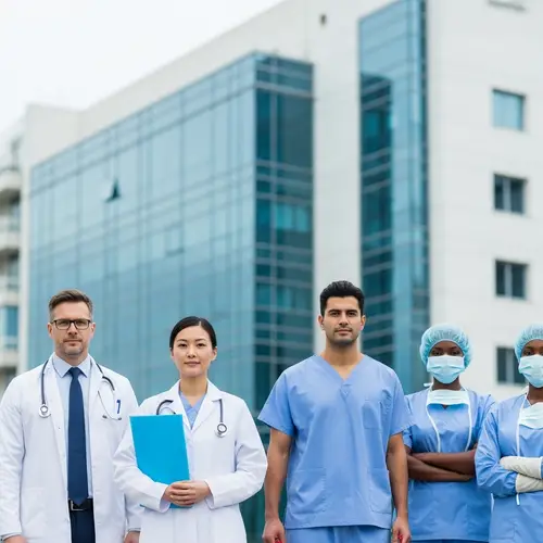 Diverse Group of Medical Professionals at Modern Hospital