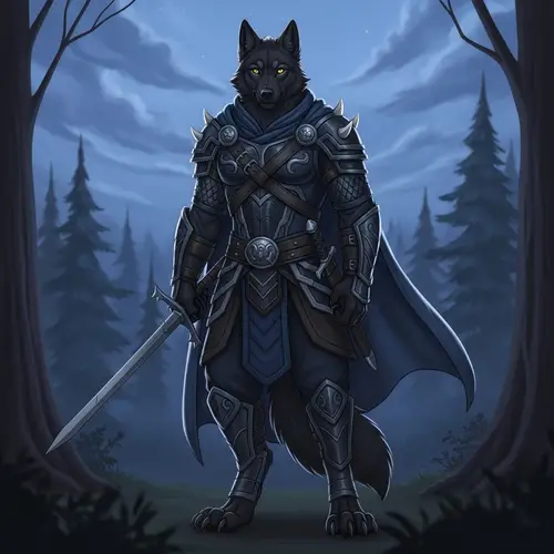 Male Black Wolf in Striking Nordic Warrior Costume