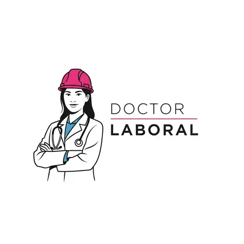 Professional Female Doctor Logo with Pink Construction Helmet | Doctor Laboral