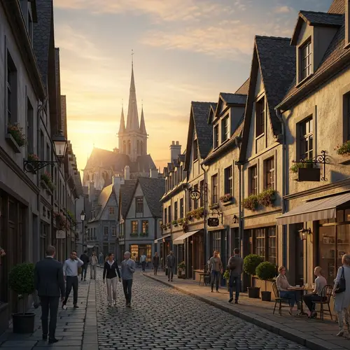 Serene European Cityscape at Sunset