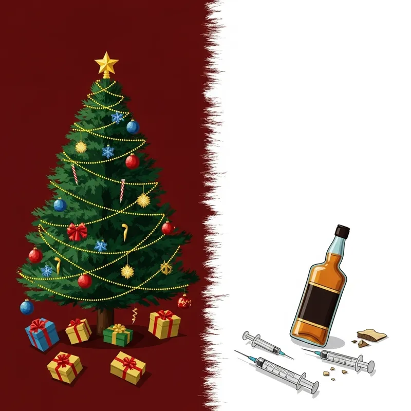 Christmas Disaster and Addiction Concept Christmas Disaster and Addiction Concept