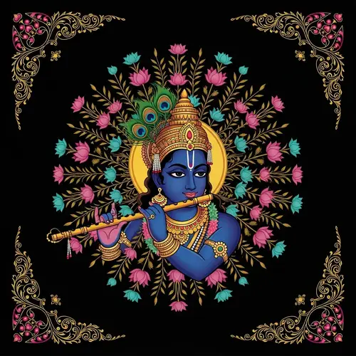 Divine Krishna Wallpaper - Black Background