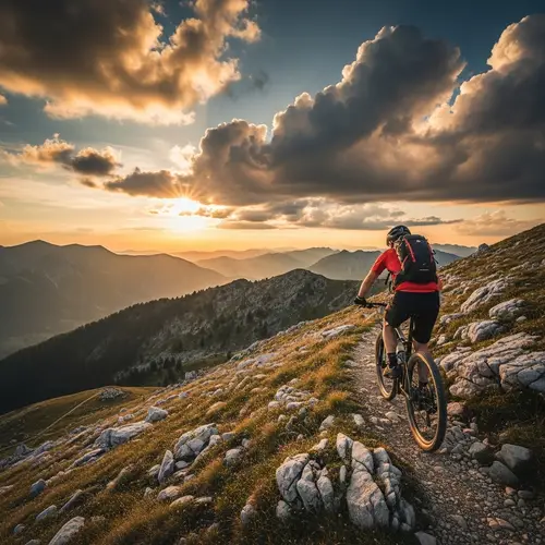 Stunning French Landscape at Sunset with Tracking Bike