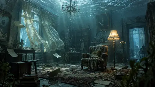 Underwater Vintage Living Room - A Photorealistic View