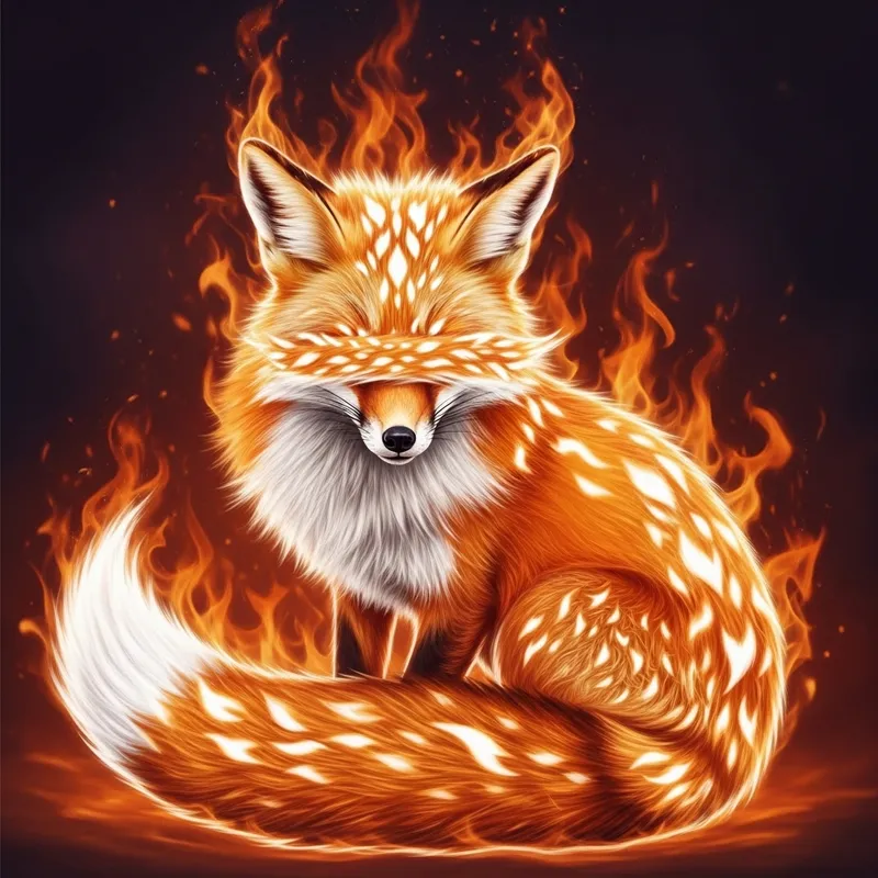 Intriguing Red Fox Embraced by Enchanting Flames Intriguing Red Fox Embraced by Enchanting Flames