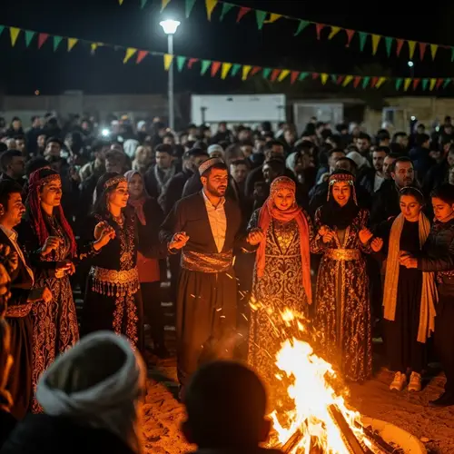 Traditional Kurdish Newroz Celebration: Joyful Cultural Gathering