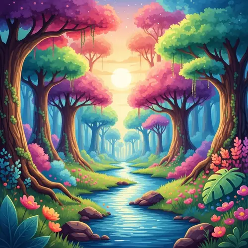 Fantasy Forest in Watercolor - Enchanting Wilderness