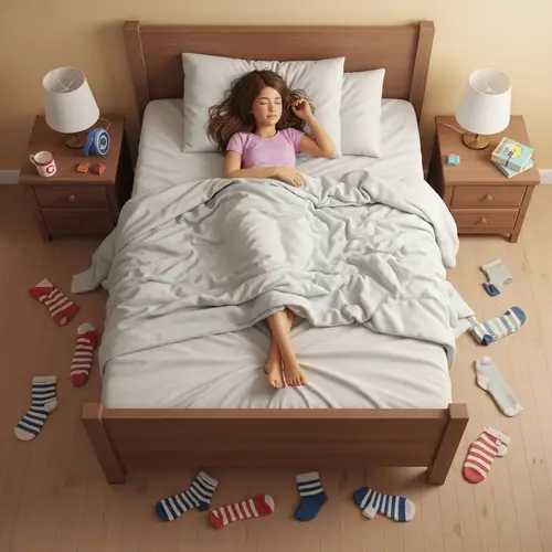 Cozy and Vibrant Childhood Scene | 12-Year-Old Girl Asleep