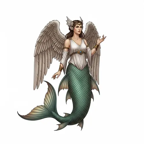 Enchanting Mermaid with Angel Wings Illustration